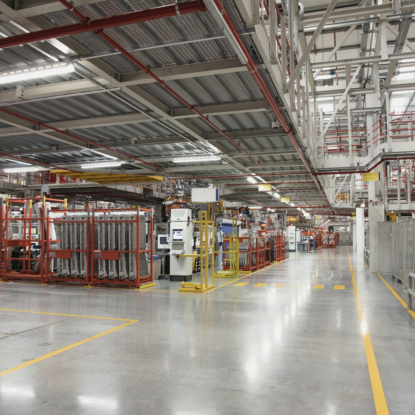 Wide shot of an empty factory.